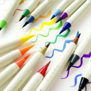12色カワイイプラチナ筆書道ペン色柔らかいブラシペン韓国文具送料無料